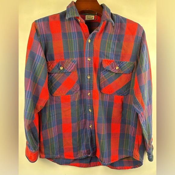 Vintage Five Brother Heavy Plaid Long Sleeve Shirt Men’s size L - Picture 2 of 9